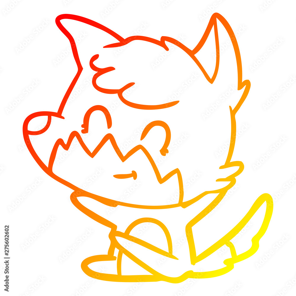 warm gradient line drawing cartoon friendly fox warm gradient line drawing cartoon friendly fox