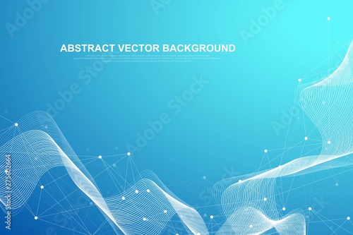 Vector abstract big data visualization. Complex data threads graphic. Abstract vector graphics. Futuristic infographic illustration