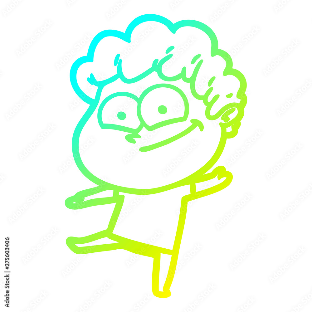 cold gradient line drawing cartoon happy man cold gradient line drawing cartoon happy man
