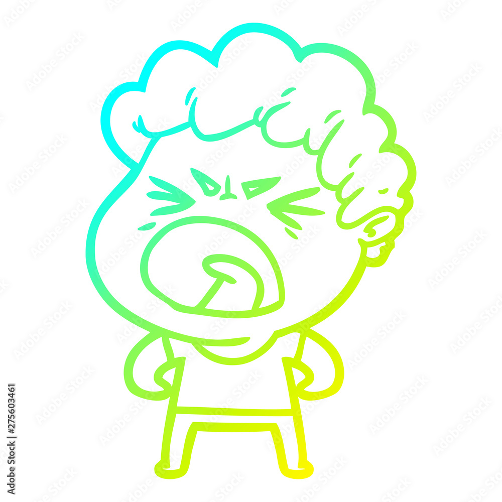 cold gradient line drawing cartoon furious man cold gradient line drawing cartoon furious man