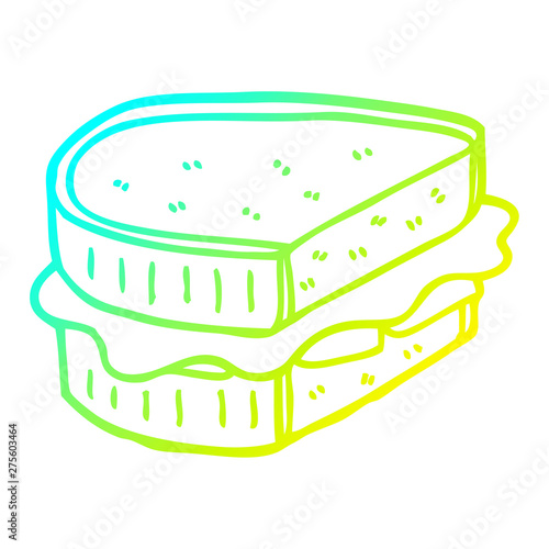 cold gradient line drawing cartoon toasted sandwich