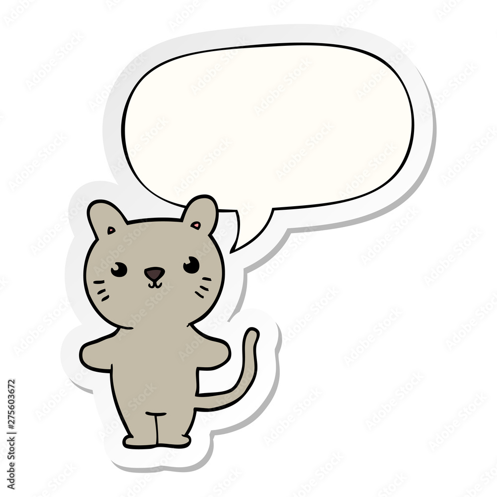 cartoon cat and speech bubble sticker cartoon cat and speech bubble sticker