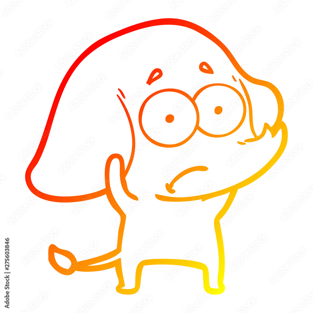 warm gradient line drawing cartoon unsure elephant warm gradient line drawing cartoon unsure elephant