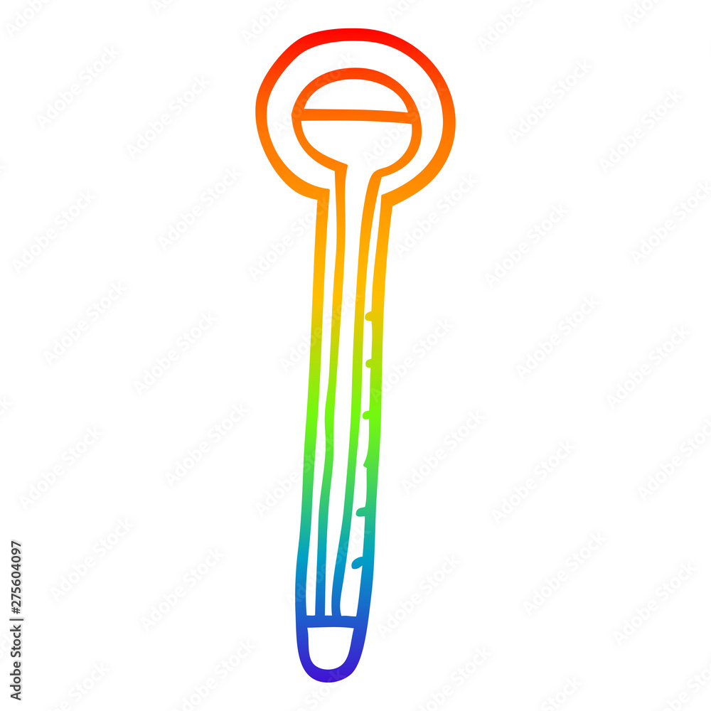 rainbow gradient line drawing cartoon thermometer