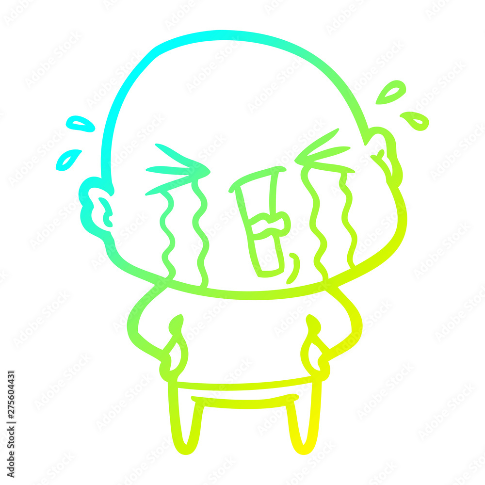 cold gradient line drawing cartoon crying bald man cold gradient line drawing cartoon crying bald man