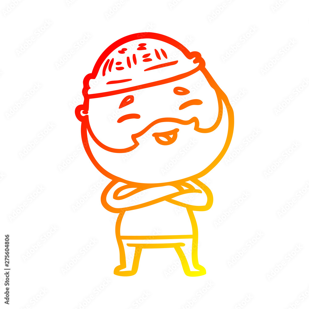 warm gradient line drawing cartoon happy bearded man