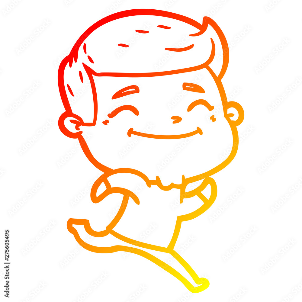 warm gradient line drawing happy cartoon man warm gradient line drawing happy cartoon man
