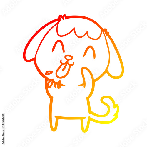 warm gradient line drawing rude dog cartoon