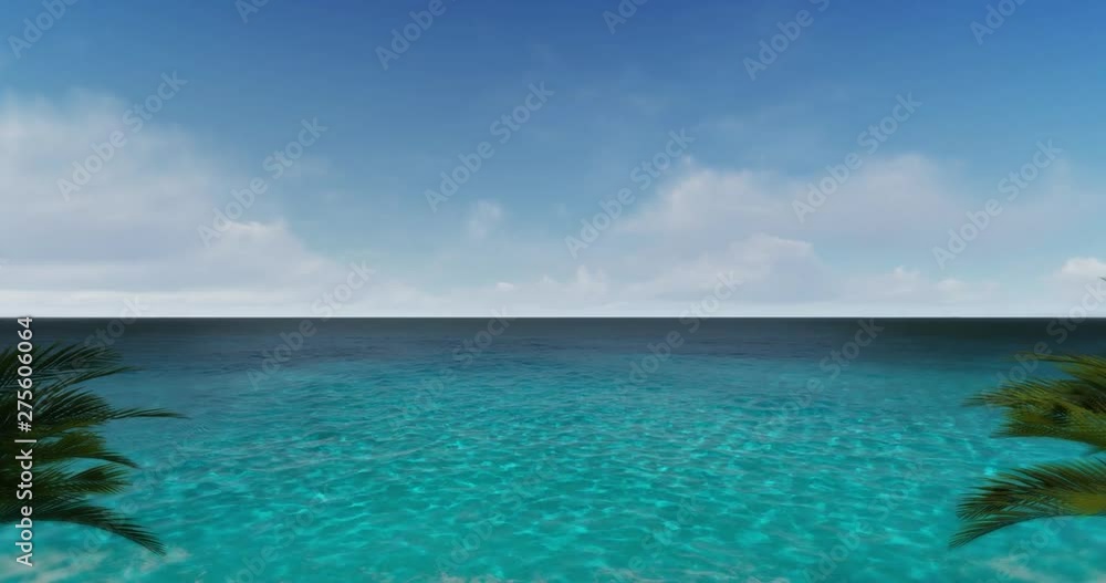 Pass through the door to the sun terrace in tropical paradise overlooking the calm sea and blue sky, 4k animation with alpha channel included Pass through the door to the sun terrace in tropical paradise overlooking the calm sea and blue sky, 4k animation with alpha channel included