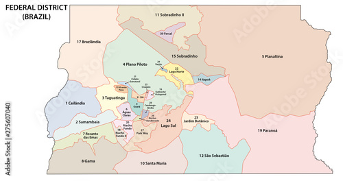 administrative and political map of the Brazilian Capital District