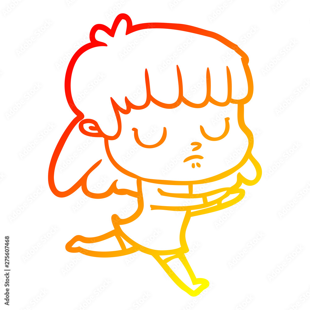 warm gradient line drawing cartoon indifferent woman warm gradient line drawing cartoon indifferent woman