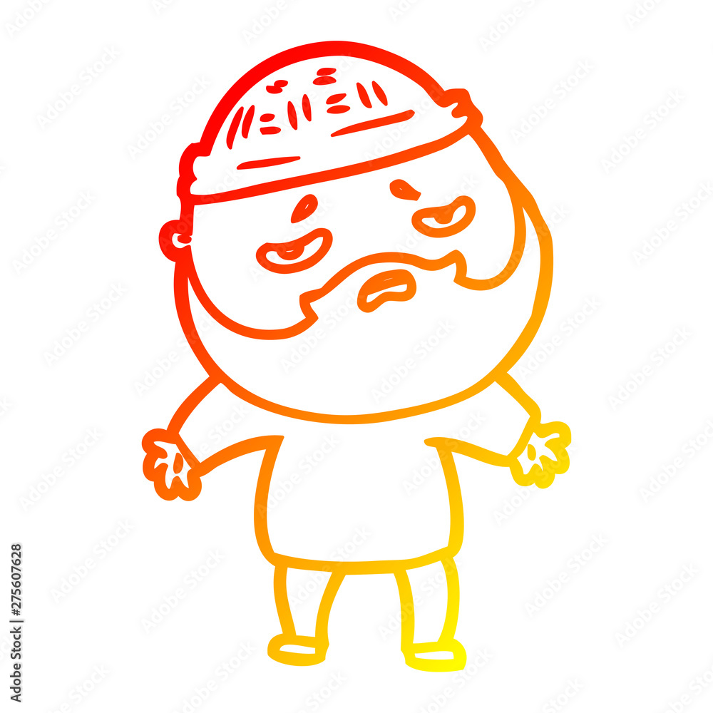 warm gradient line drawing cartoon worried man with beard warm gradient line drawing cartoon worried man with beard