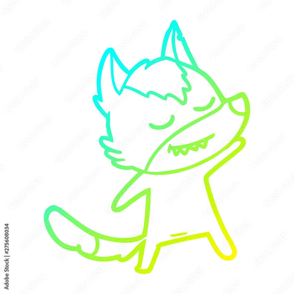 cold gradient line drawing friendly cartoon wolf cold gradient line drawing friendly cartoon wolf