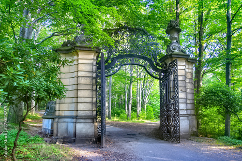 Gateway to ancient park in autumn