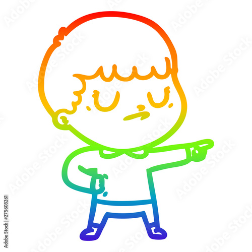 rainbow gradient line drawing cartoon grumpy boy