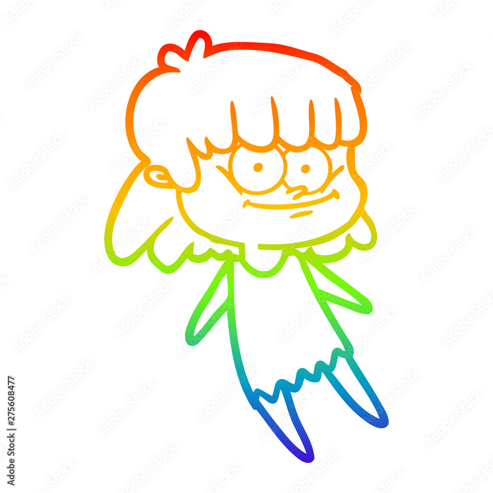 rainbow gradient line drawing cartoon smiling woman rainbow gradient line drawing cartoon smiling woman