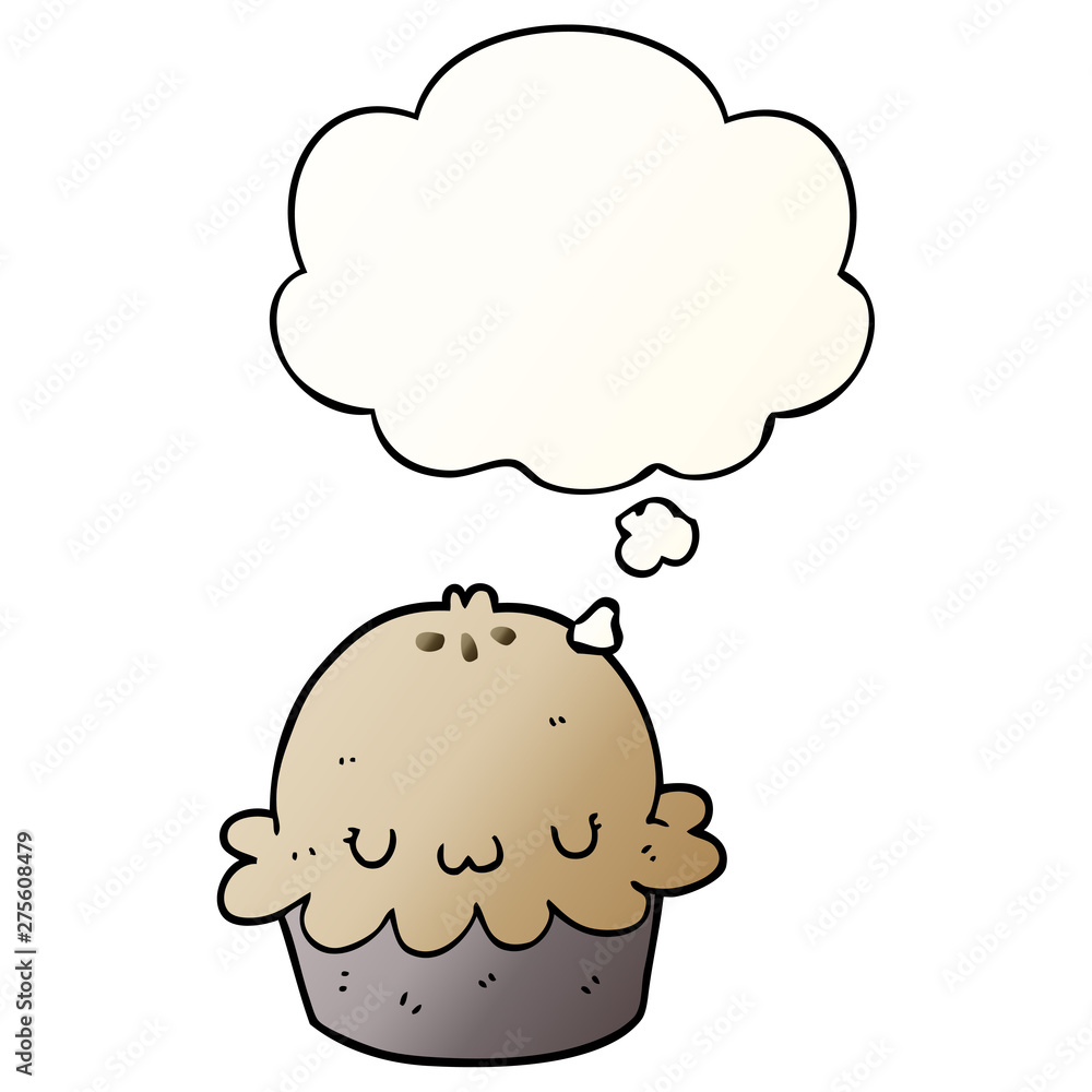 cute cartoon pie and thought bubble in smooth gradient style cute cartoon pie and thought bubble in smooth gradient style
