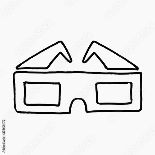 High quality hand drawn vector illustration doodle icon of 3d movie glasses isolated on white background