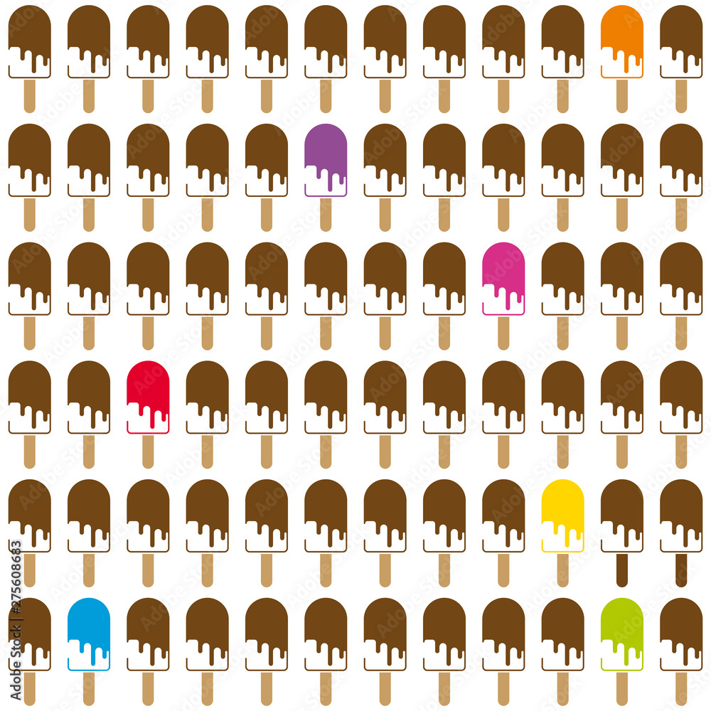 Seamless pattern of popsicles and chocolate ice cream on sticks vector illustration