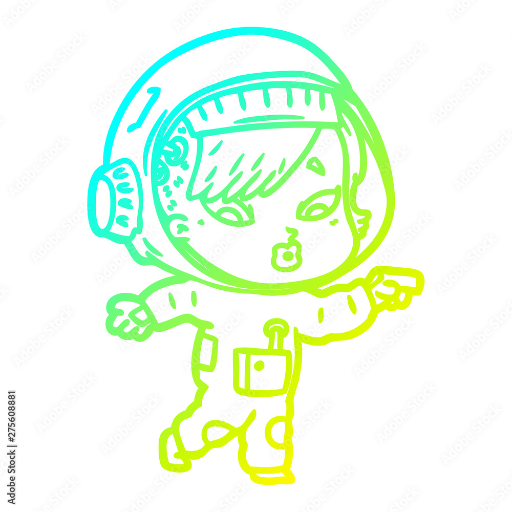 cold gradient line drawing cartoon astronaut woman cold gradient line drawing cartoon astronaut woman