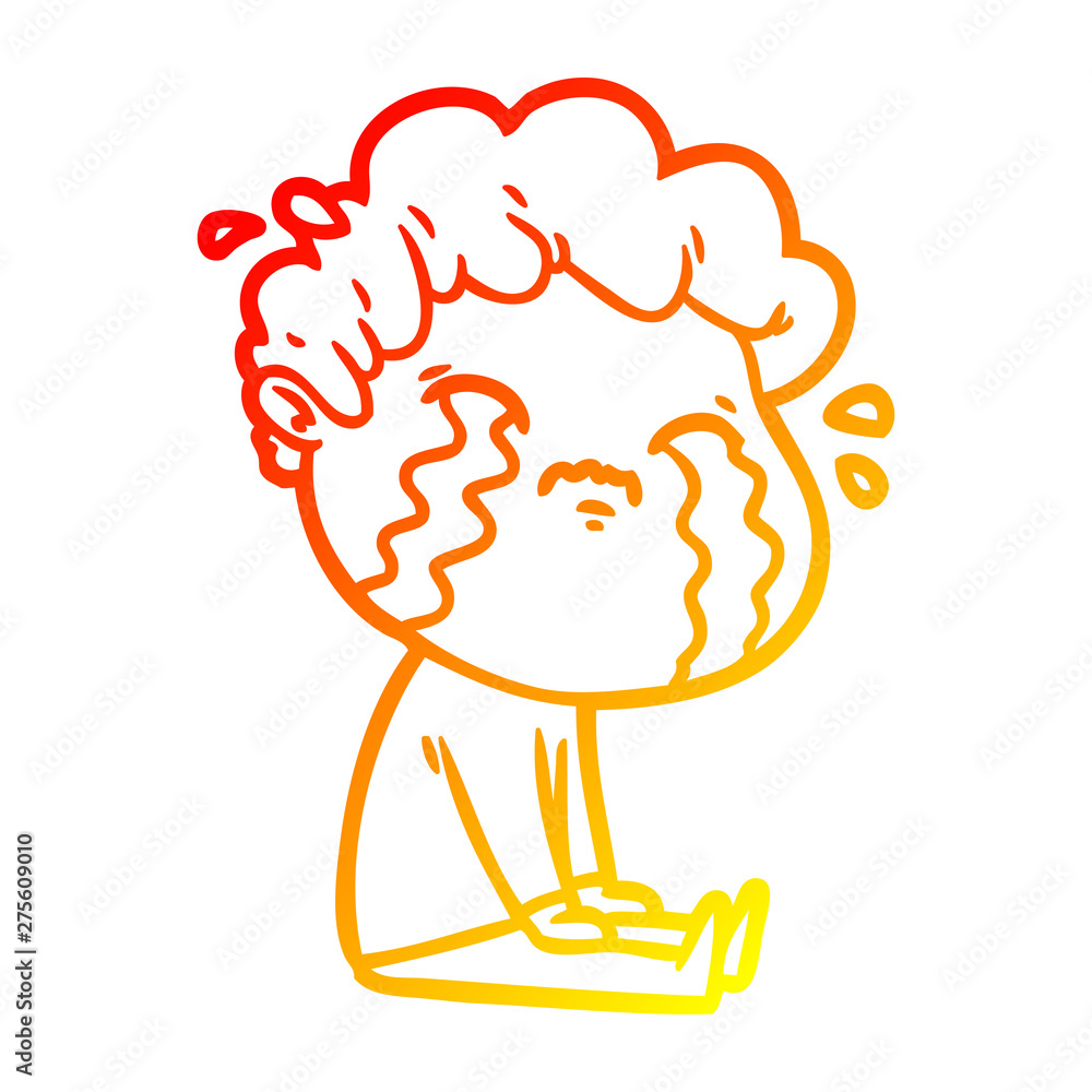 warm gradient line drawing cartoon man crying warm gradient line drawing cartoon man crying