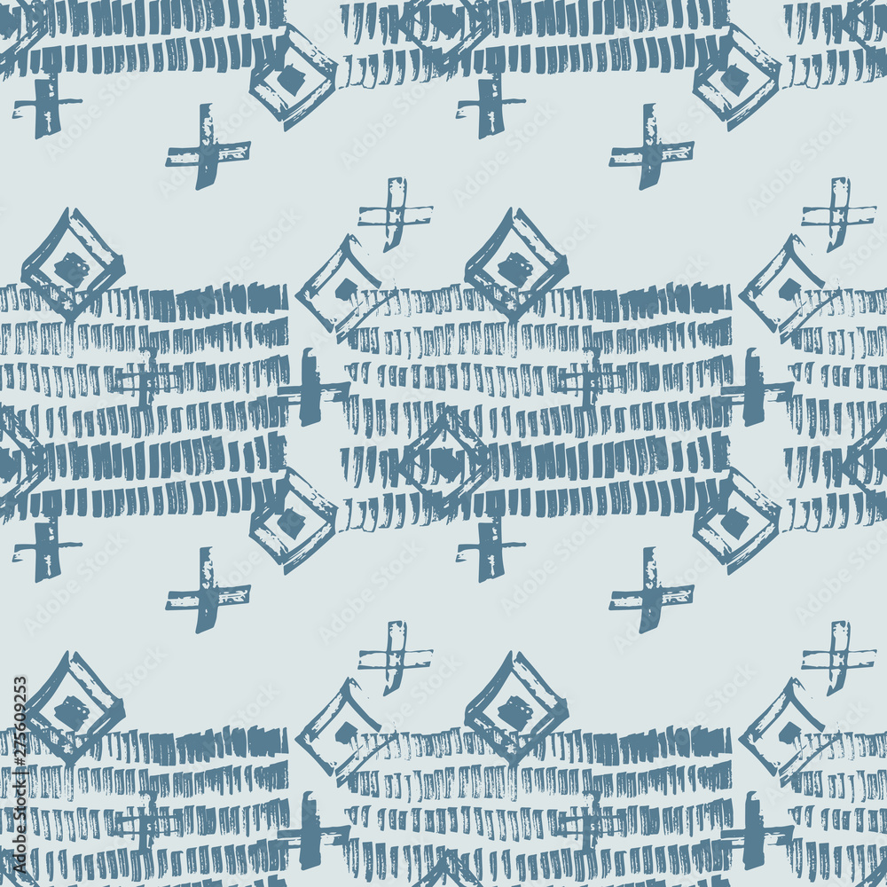 Tie Dye Japanese Geometric Simple Seamless Pattern. Scribble Cartoon Doodle Craft Texture. Geo Wabi Sabi Traditional Kimono Print. Boho Tie Dye Ikat Batik. Scribble Craft Doodle Seamless Collage