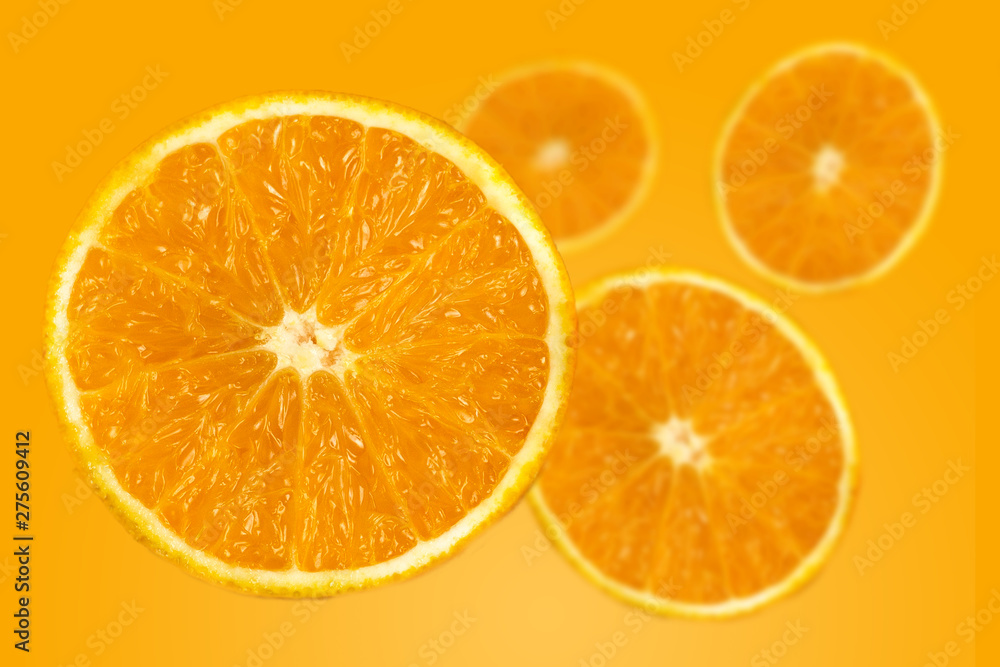 background of half cut orange on orange background background of half cut orange on orange background