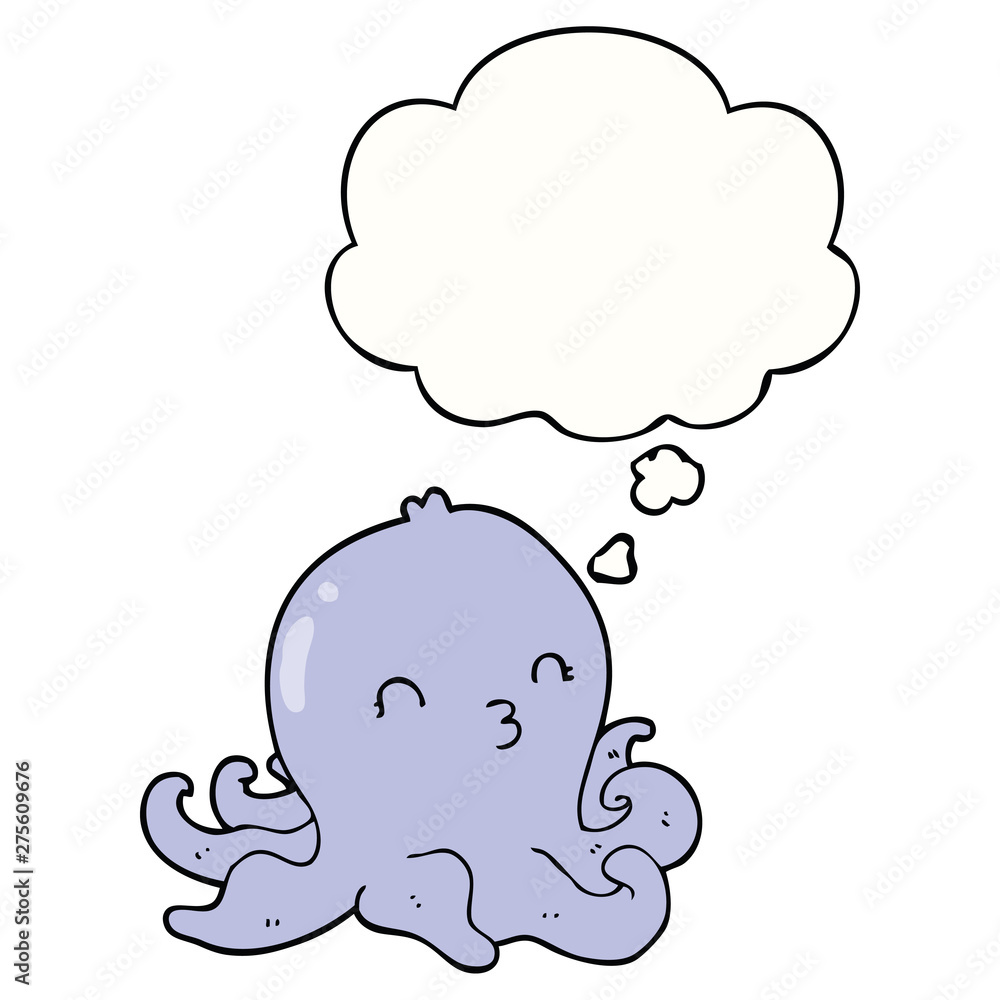 cartoon octopus and thought bubble cartoon octopus and thought bubble