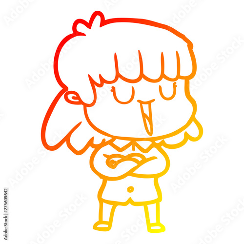 warm gradient line drawing cartoon woman