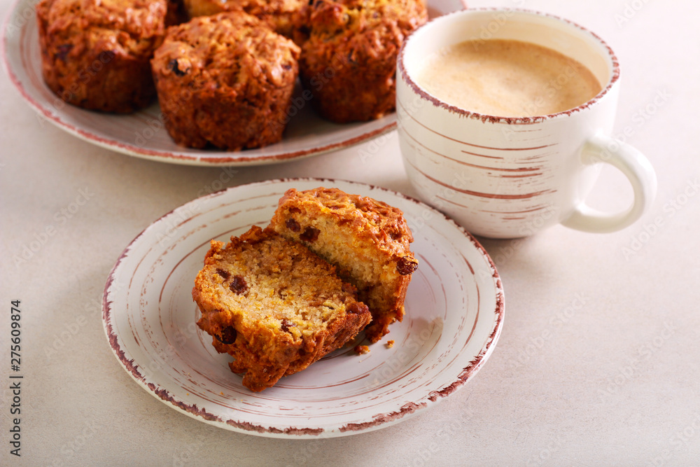 Carrot cake with fruit and nuts, served Carrot cake with fruit and nuts, served