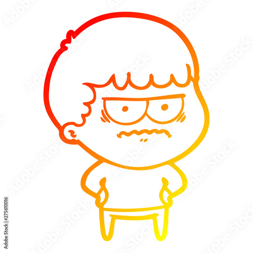 warm gradient line drawing cartoon annoyed man
