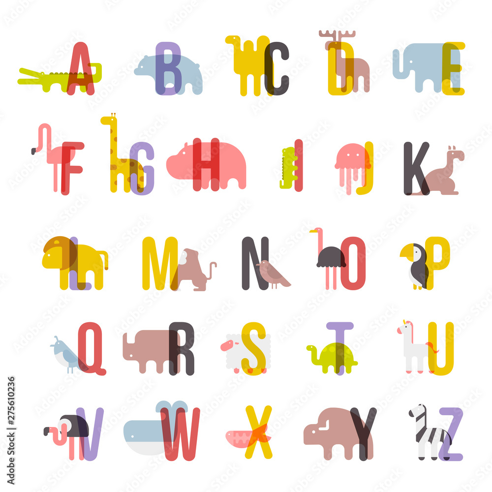 Animal Alphabet. Zoo alphabet.