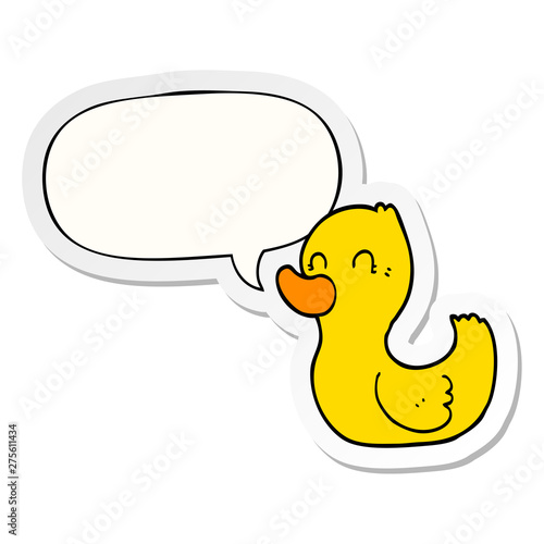 cartoon duck and speech bubble sticker photo