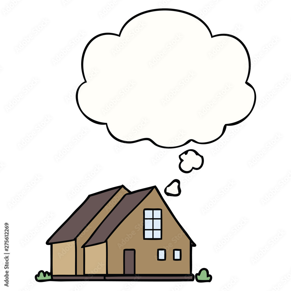cartoon house and thought bubble cartoon house and thought bubble