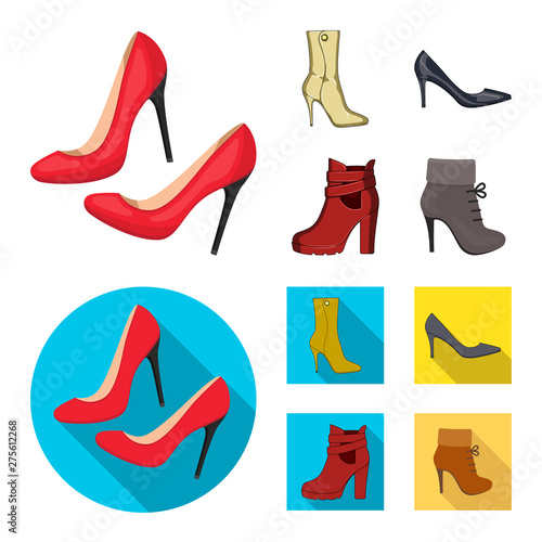 Isolated object of heel and high symbol. Collection of heel and stiletto stock vector illustration.