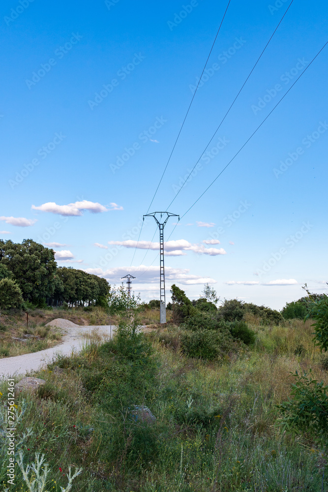 High voltage tower in the countryside