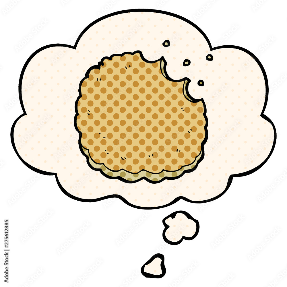 cartoon biscuit and thought bubble in comic book style cartoon biscuit and thought bubble in comic book style