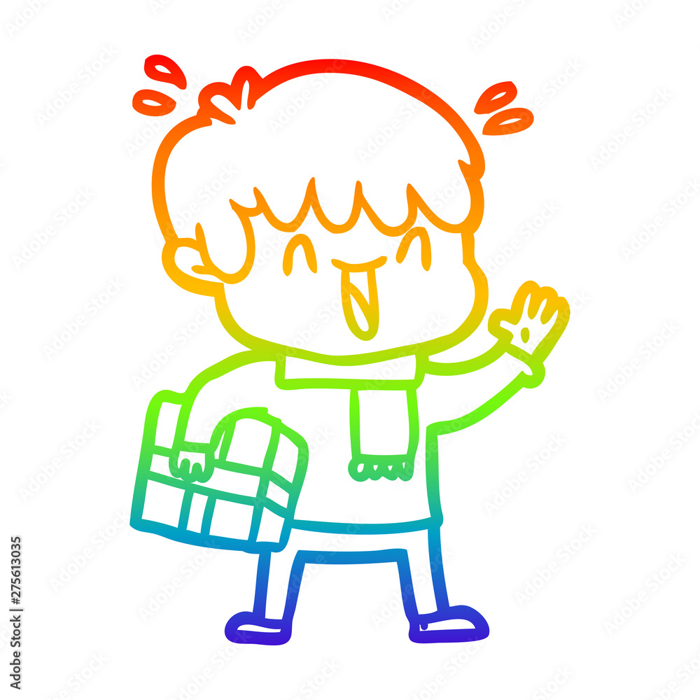 rainbow gradient line drawing cartoon laughing boy rainbow gradient line drawing cartoon laughing boy