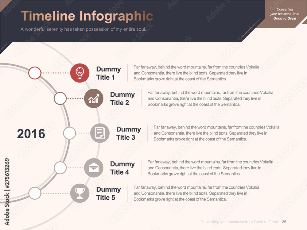 Fototapeta premium Flat business presentation brochure vector slide template with awesome layout vector color diagrams