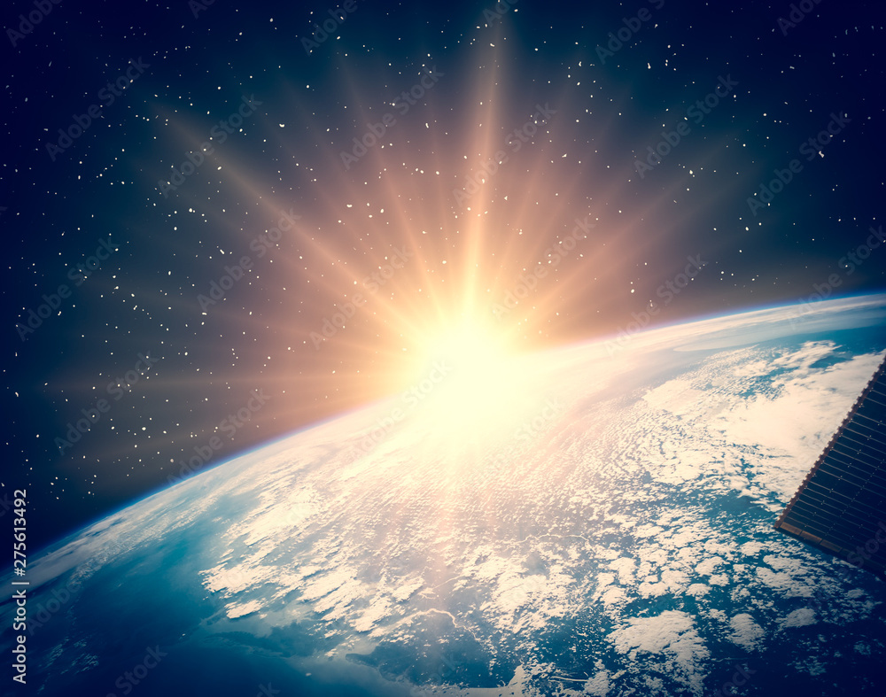 Obraz premium Space and sunrise. The elements of this image furnished by NASA.