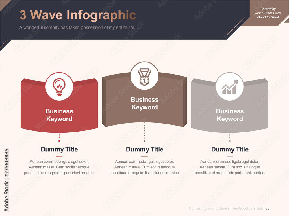 Flat business presentation brochure vector slide template with awesome ...