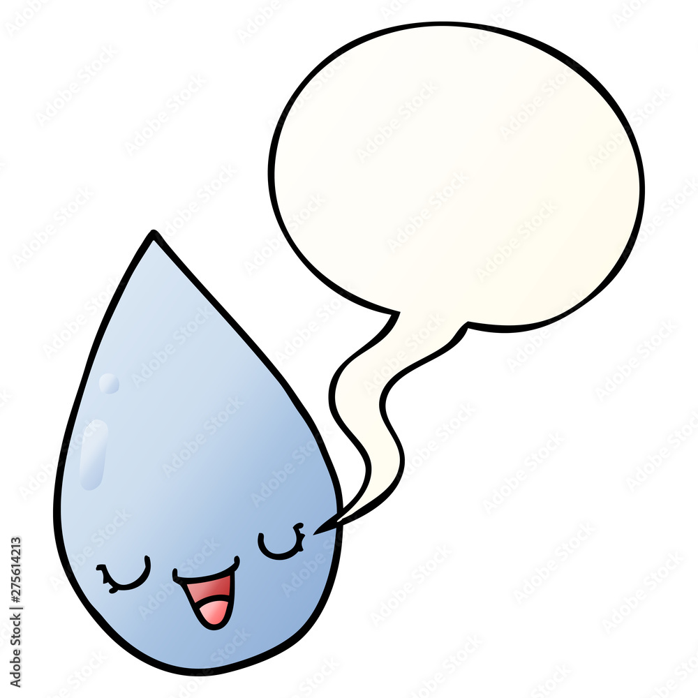cartoon raindrop and speech bubble in smooth gradient style cartoon raindrop and speech bubble in smooth gradient style
