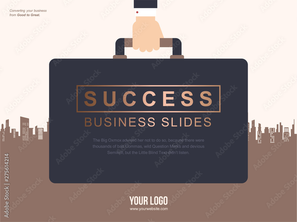 Flat business presentation brochure vector slide template with awesome ...