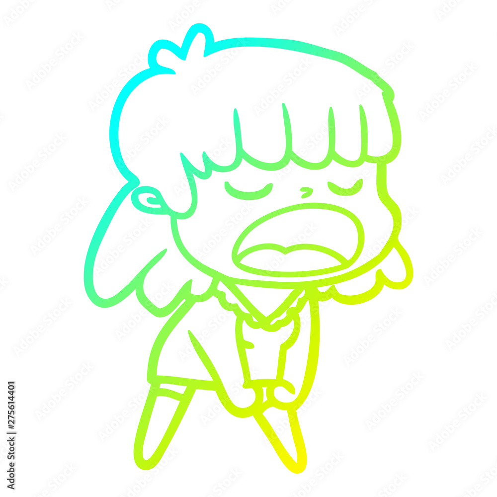 cold gradient line drawing cartoon woman talking loudly cold gradient line drawing cartoon woman talking loudly