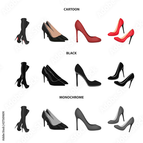 Isolated object of heel and high icon. Collection of heel and stiletto vector icon for stock.