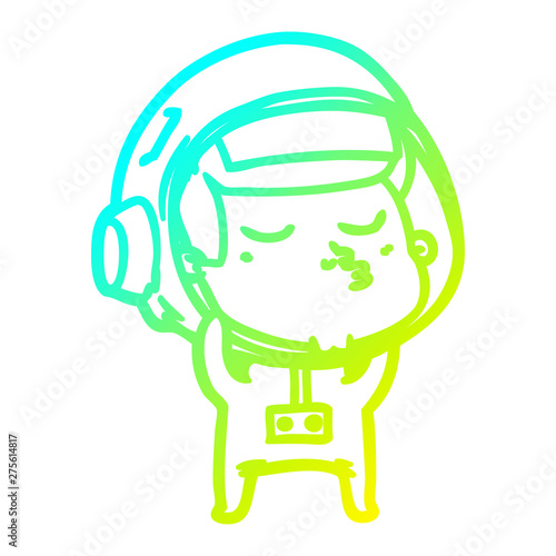 cold gradient line drawing cartoon confident astronaut