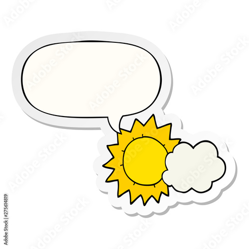 cartoon weather and speech bubble sticker