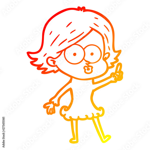 warm gradient line drawing cartoon girl pouting