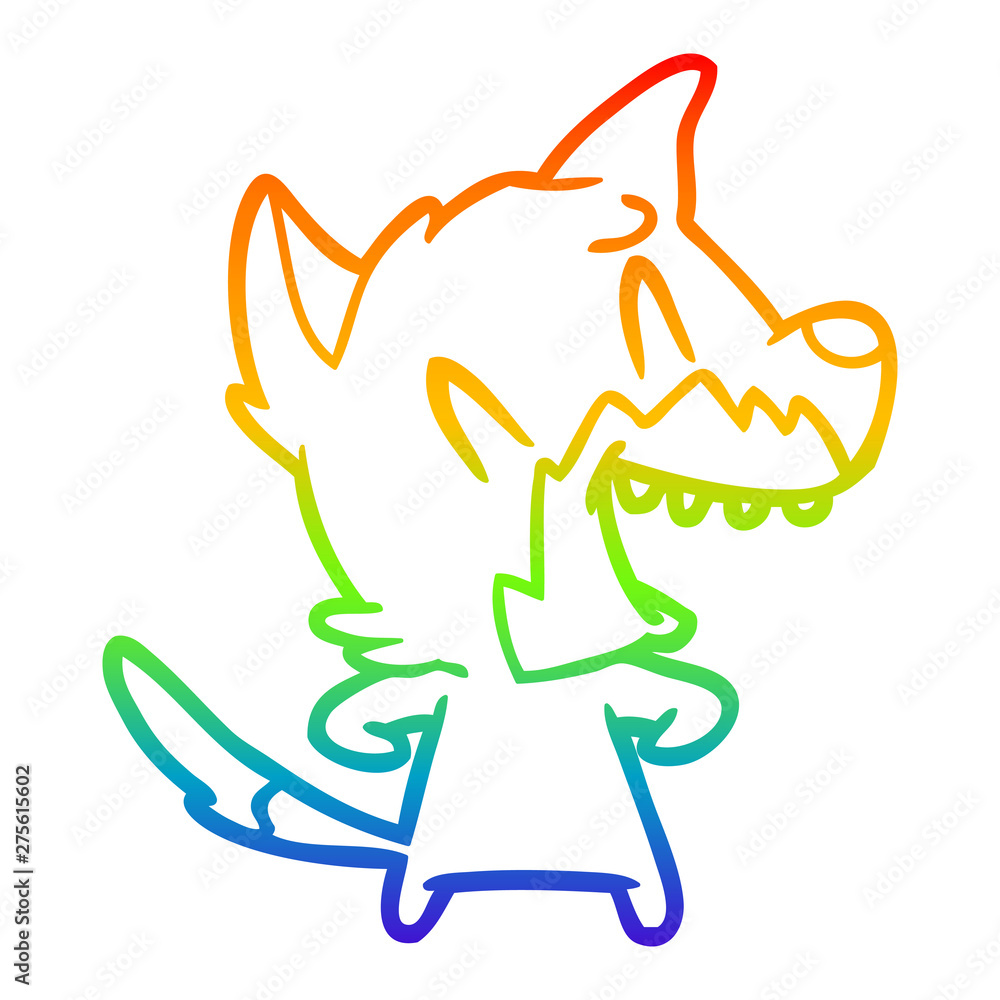 rainbow gradient line drawing laughing fox cartoon rainbow gradient line drawing laughing fox cartoon