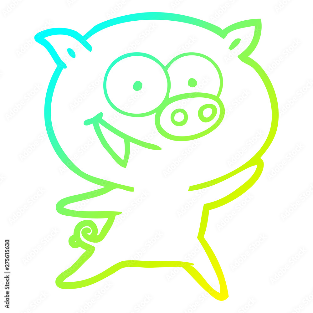 cold gradient line drawing cheerful pig cartoon cold gradient line drawing cheerful pig cartoon